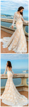 Lace Wedding Dresses Scoop Trumpet Mermaid Open Back Romantic Backless Bridal Gown JKW270|Annapromdress