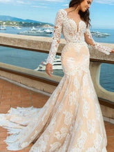 Lace Wedding Dresses Scoop Trumpet Mermaid Open Back Romantic Backless Bridal Gown JKW270|Annapromdress