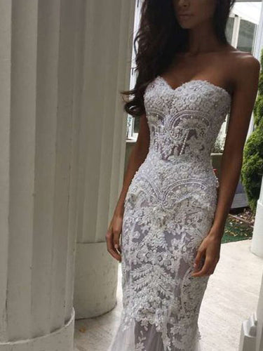 Beautiful Wedding Dresses Sweetheart Short Train Lace Beading Sparkly Bridal Gown JKW274|Annapromdress