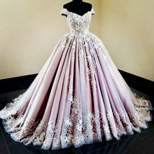 Beautiful Wedding Dresses Off-the-shoulder Ball Gown Long Train Lace Big Bridal Gown JKW276|Annapromdress