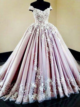 Beautiful Wedding Dresses Off-the-shoulder Ball Gown Long Train Lace Big Bridal Gown JKW276|Annapromdress