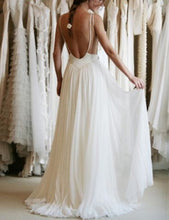 Open Back Wedding Dresses V-neck A Line Chic Simple Backless Cheap Bridal Gown JKW284|Annapromdress