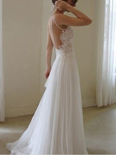 Open Back Wedding Dresses V-neck A Line Chic Simple Backless Cheap Bridal Gown JKW284|Annapromdress
