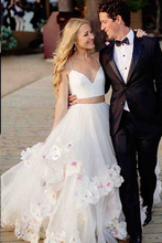 Two Piece Wedding Dresses A Line Spaghetti Straps Appliques Sexy Princess Bridal Gown JKW287|Annapromdress