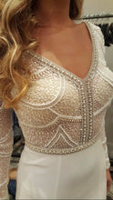 Long Sleeve Wedding Dresses V-neck Romantic Lace Mermaid Open Back Bridal Gown JKW290|Annapromdress