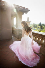 Beautiful Ombre Wedding Dresses High Low Beading Sparkly Long Sleeve Bridal Gown JKW291|Annapromdress