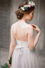 Simple Wedding Dresses Romantic Lace Floor-length Grey Aline Cheap Bridal Gown JKW295|Annapromdress