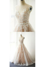 Beautiful Wedding Dresses with Sash A-line Appliques Sweep Train Romantic Bridal Gown JKW296|Annapromdress