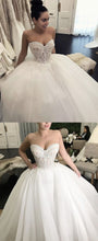 Simple Wedding Dresses Romantic Appliques Sweetheart Long Train Ball Gown Bridal Gown JKW299|Annapromdress