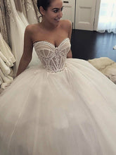 Simple Wedding Dresses Romantic Appliques Sweetheart Long Train Ball Gown Bridal Gown JKW299|Annapromdress