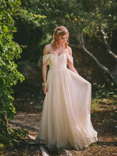 Beach Wedding Dresses Aline Off-the-shoulder Floor-length Lace Simple Bridal Gown JKW300|Annapromdress