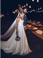 Backless Wedding Dresses Aline Deep V Spaghetti Straps Simple Open Back Bridal Gown JKW312|Annapromdress