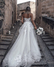 Beautiful Wedding Dresses Sweetheart Sweep Train Aline See Through Long Bridal Gown JKW315|Annapromdress