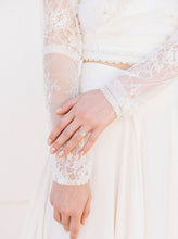 Ombre Wedding Dresses V-neck Aline Romantic Long Sleeve Two Piece Bridal Gown JKW318|Annapromdress