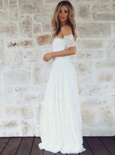 Lace Wedding Dresses Off-the-shoulder A Line Ivory Floor-length Chic Bridal Gown JKW328|Annapromdress