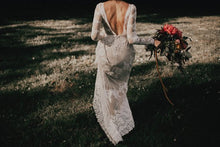 Long Sleeve Wedding Dresses Aline Backless Lace Open Back Beach Bridal Gown JKW332|Annapromdress