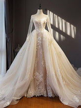 Beautiful Wedding Dresses A Line Long Sleeve Appliques Lace Sexy Princess Bridal Gown JKW334|Annapromdress