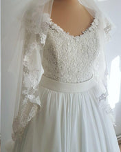 Long Sleeve Wedding Dresses A-line Floor-length Ruffles Chiffon Simple Lace Bridal Gown JKW335|Annapromdress