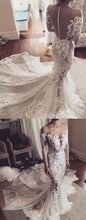 Mermaid Wedding Dresses Sweep Train Beautiful Long Sleeve Long Lace Bridal Gown JKW342|Annapromdress