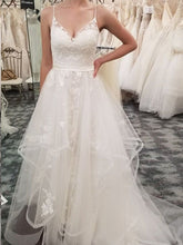 Lace Wedding Dresses Brush Train Chic Spaghetti Straps Open Back Bridal Gown JKW347|Annapromdress
