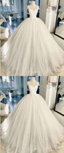 Ball Gown Wedding Dresses with Straps Romantic Long Train Ivory Big Bridal Gown JKW349|Annapromdress