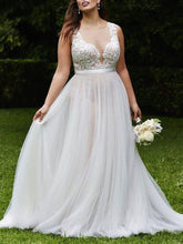 Simple Wedding Dresses Aline Scoop Appliques Beautiful Long Plus Size Bridal Gown JKW354|Annapromdress