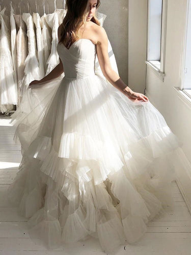 Chic Wedding Dresses Sweetheart Aline Ruffles Romantic Beautiful Bridal Gown JKW356|Annapromdress