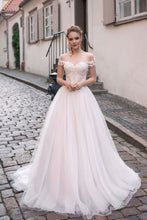Beautiful Wedding Dresses Aline Bateau Appliques Brush Train Open Back Bridal Gown JKW361|Annapromdress