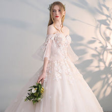 Half Sleeve Wedding Dresses Brush Train Off-the-shoulder Chic Ball Gown Bridal Gown JKW362|Annapromdress