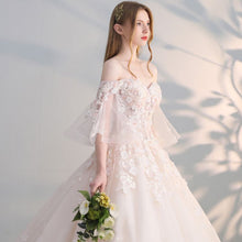 Half Sleeve Wedding Dresses Brush Train Off-the-shoulder Chic Ball Gown Bridal Gown JKW362|Annapromdress