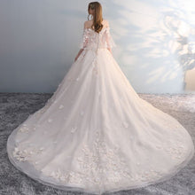 Half Sleeve Wedding Dresses Brush Train Off-the-shoulder Chic Ball Gown Bridal Gown JKW362|Annapromdress
