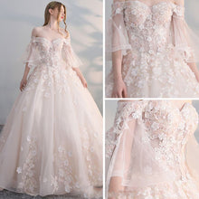 Half Sleeve Wedding Dresses Brush Train Off-the-shoulder Chic Ball Gown Bridal Gown JKW362|Annapromdress