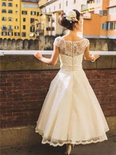 Vintage Wedding Dresses Bateau Aline Tea-length Romantic Beautiful Lace Bridal Gown JKW363|Annapromdress