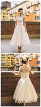 Vintage Wedding Dresses Bateau Aline Tea-length Romantic Beautiful Lace Bridal Gown JKW363|Annapromdress