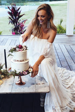 Beach Wedding Dresses A Line Half Sleeve Lace Sexy Simple Bridal Gown JKW365|Annapromdress