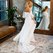 Beach Wedding Dresses A Line Half Sleeve Lace Sexy Simple Bridal Gown JKW365|Annapromdress