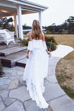 Beach Wedding Dresses A Line Half Sleeve Lace Sexy Simple Bridal Gown JKW365|Annapromdress