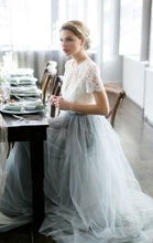 Two Piece Wedding Dresses A-line Sweep Train Lace Simple Tulle Bridal Gown JKW366|Annapromdress