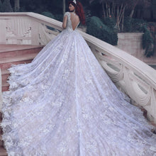 Ball Gown Wedding Dresses Romantic Long Sleeve Long Train Lace Bridal Gown JKW367|Annapromdress