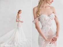 Romantic Wedding Dresses Off-the-shoulder Mermaid Trumpet Sweep Train Lace Bridal Gown JKW368|Annapromdress