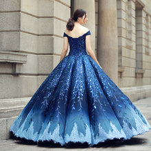 Ombre Wedding Dresses Ball Gown Floor-length Elegant Dark Navy Luxury Bridal Gown JKW370|Annapromdress