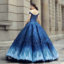 Ombre Wedding Dresses Ball Gown Floor-length Elegant Dark Navy Luxury Bridal Gown JKW370|Annapromdress