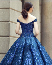 Ombre Wedding Dresses Ball Gown Floor-length Elegant Dark Navy Luxury Bridal Gown JKW370|Annapromdress