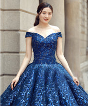 Ombre Wedding Dresses Ball Gown Floor-length Elegant Dark Navy Luxury Bridal Gown JKW370|Annapromdress