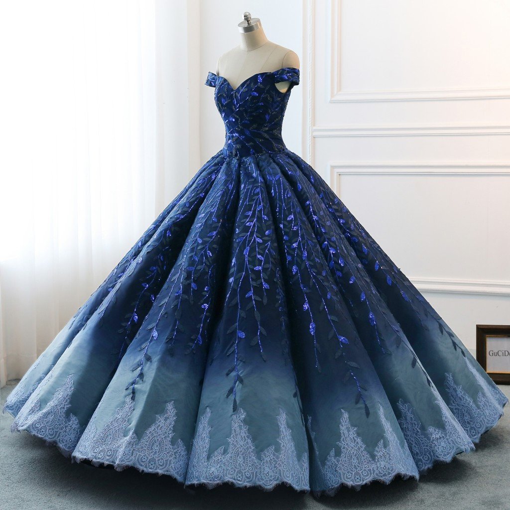Ombre Wedding Dresses Ball Gown Floor-length Elegant Dark Navy Luxury Anna PromDress Ombre Wedding Dresses Ball Gown Floor-length Elegant Dark Navy Luxury Anna PromDress
