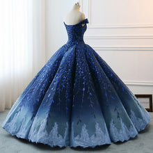 Ombre Wedding Dresses Ball Gown Floor-length Elegant Dark Navy Luxury Bridal Gown JKW370|Annapromdress