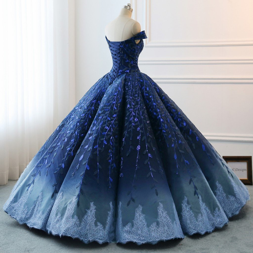Ombre Wedding Dresses Ball Gown Floor-length Elegant Dark Navy Luxury Anna PromDress Ombre Wedding Dresses Ball Gown Floor-length Elegant Dark Navy Luxury Anna PromDress