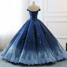 Ombre Wedding Dresses Ball Gown Floor-length Elegant Dark Navy Luxury Bridal Gown JKW370|Annapromdress