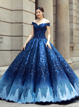 Ombre Wedding Dresses Ball Gown Floor-length Elegant Dark Navy Luxury Bridal Gown JKW370|Annapromdress