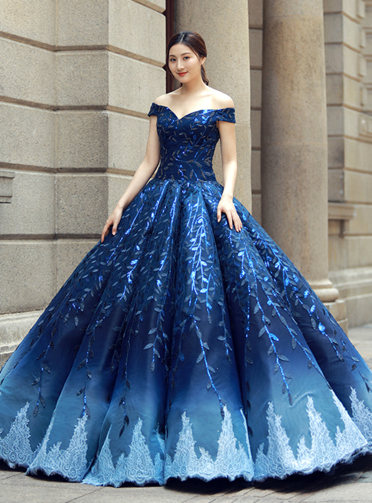 wedding dress dark blue A-Line Square Chapel Train Sleeveless WD183 US4 / Blue Navy Sweetheart Neck Strapless Mermaid Horsehair Bridesmaid Dress with open back Navy Blue Tulle Wedding Dress,